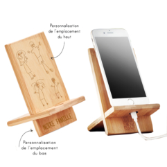 support téléphone en bois